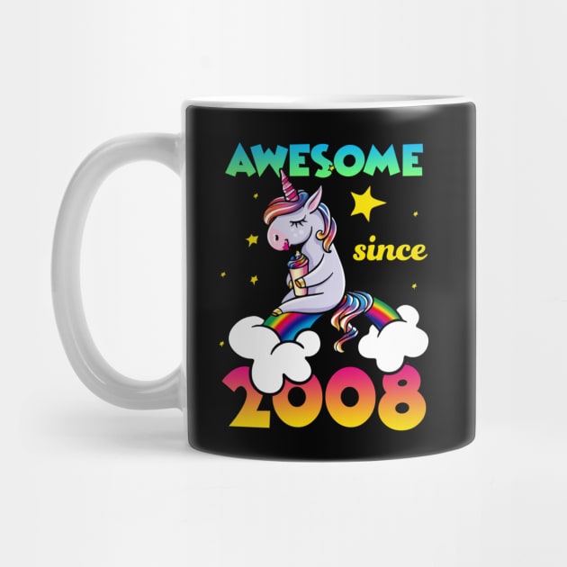 Cute Awesome Unicorn Since 2008 Rainbow Gift by saugiohoc994